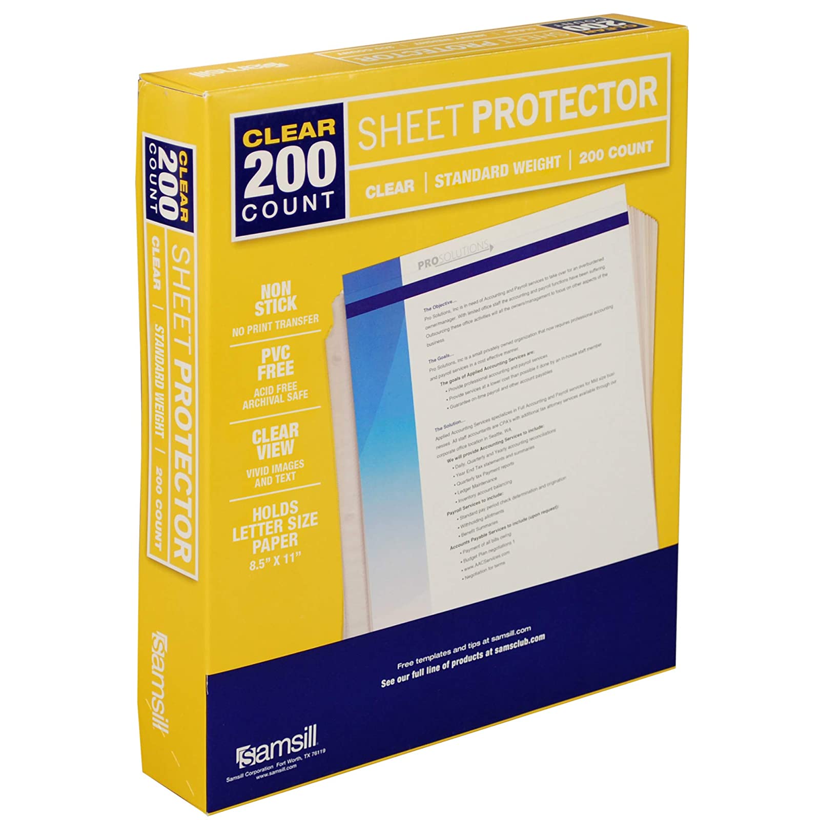 Samsill Standard Weight 11 Hole Clear Sheet Protectors//Acid Free Archival Safe//Polypropylene Sheet//Top Loading Sheet Protectors 8.5 x 11 inches//Box of 150 Page Protectors Bulk//Clear
